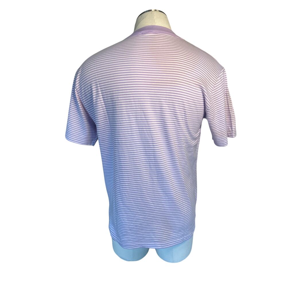 Men XL Armor Lux Short Slv Tee T-Shirt Top Lavender Milk Organic Stripe France - Picture 5 of 7